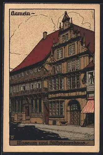 Steindruck-AK Hameln / Weser, Museum und Stiftsherrenhaus