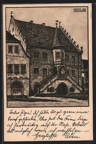 Künstler-AK Volkach a. M., Rathaus