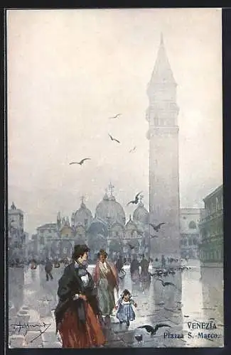 Künstler-AK Venezia, Piazza St. Marco