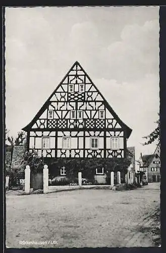 AK Rüdenhausen / Ufr., Ortspartie mit Fachwerkhaus, Marie Dürr-Gemischwaren