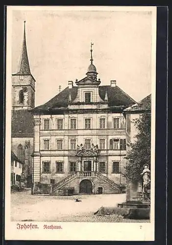 Künstler-AK Iphofen, Marktplatz und Rathaus