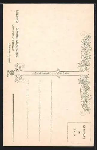 AK Milano, Cimitero Monumentale, Monumento Valsecchi
