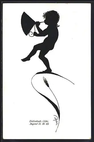 Künstler-AK Diefenbach: Göttl. Jugend II. Bl. 29, Schattenbild, kleiner Bläser