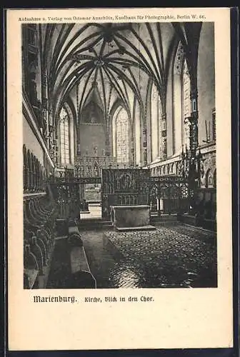 AK Marienburg / Malbork, Blick in den Chor der Kirche