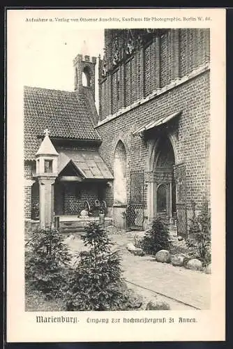 AK Marienburg / Malbork, Hochschloss, Eingang zur Hochmeistergruft St. Annen