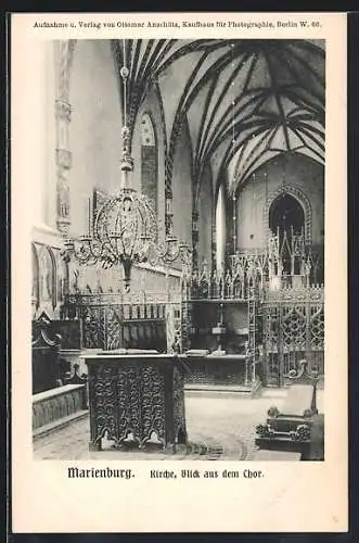 AK Marienburg / Malbork, Hochschloss, Kirche, Blick aus dem Chor