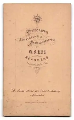 Fotografie W. Biede, Nürnberg, Frauentorgraben 37, Porträt einer Frau mit elegantem Kleid