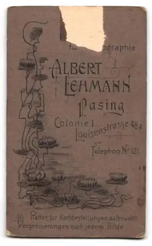 Fotografie Albert Lehmann, Pasing, Colonie 1, Porträt eines Herren mit Schnurrbart
