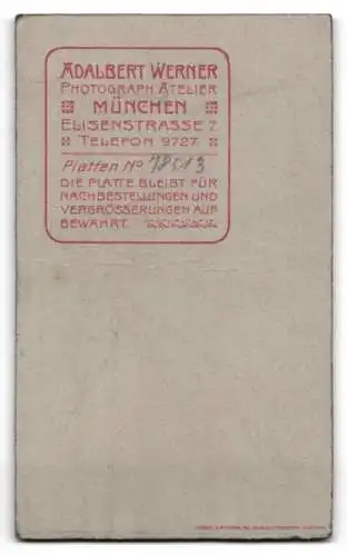 Fotografie Adalbert Werner, München, Elisenstrasse 7, Porträt eines Herrn