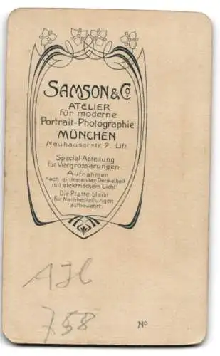 Fotografie Samson & Co, München, Neuhauserstr. 7, Porträt einer Dame