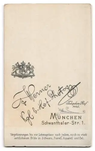 Fotografie Franz Werner, München, Schwanthalerstr. 1, Porträt eines Mannes mit Schnurrbart