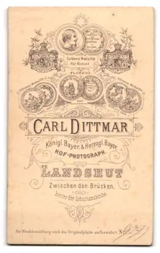 Fotografie Carl Dittmar, Landshut, Zwischen den Brücken, Porträt einer Dame mit tailliertem Kleid