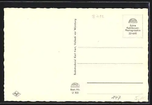 AK Volkach a. Main, Teilansicht mit Brücke