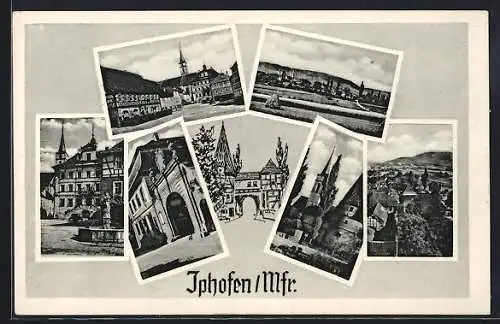 AK Iphofen /Mfr., Tor, Brunnen, Strassenpartie