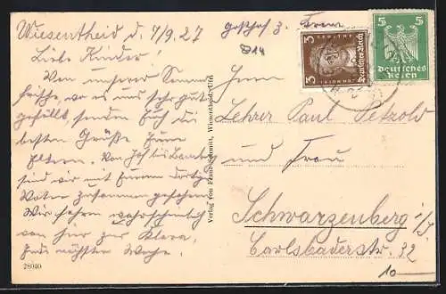 AK Wiesentheid, Teilansicht mit Kirche