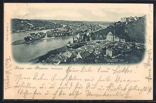 AK Passau, Panorama mit Festung