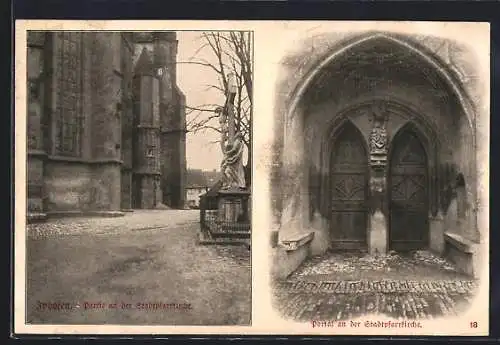 AK Iphofen, Stadtpfarrkirche, Aussenansicht und Portal