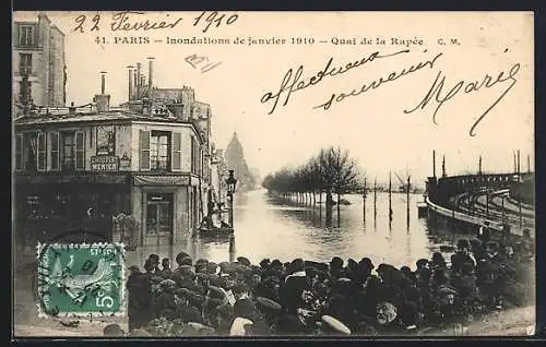 AK Paris, Inondations de Janvier 1910, Quai de la Rapée, Hochwasser