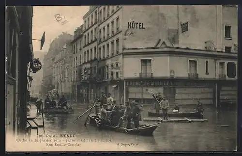 AK Paris, Rue Emilio-Castelar inondé