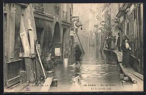 AK Paris, Rue de Bièvre, 30 Janvier 1909, Crue de la Seine