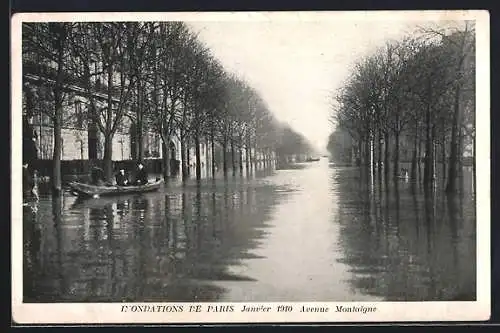 AK Paris, Avenue Montaigne, Inondations 1910