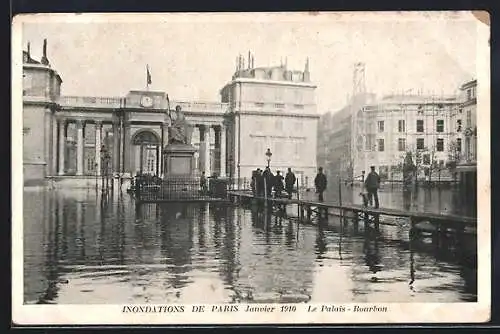 AK Paris, Le Palais-Bourbon, Inondations 1910