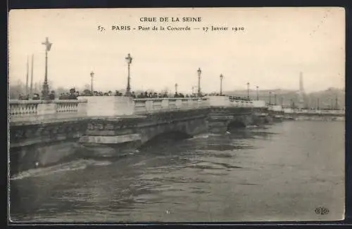 AK Paris, Pont de la Concorde, Crue de la Seine 1910