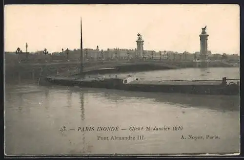 AK Paris, Pont Alexandre III., Inondations 1910