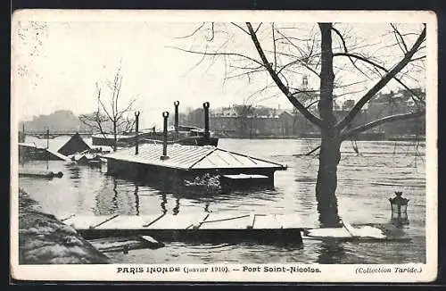AK Paris, Port Saint-Nicolas, Inondations 1910