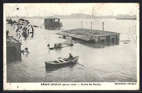 AK Paris, inondé 1910, porte de Bercy, Hochwasser