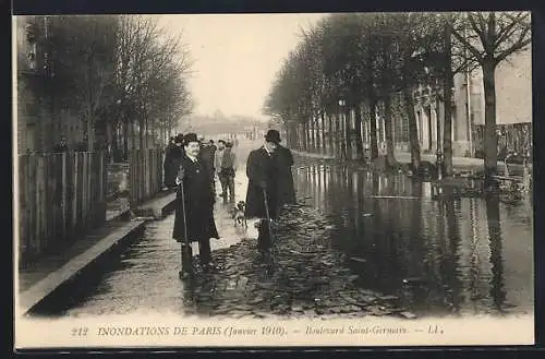 AK Paris, Boulevard Saint-Germain, Inondations 1910