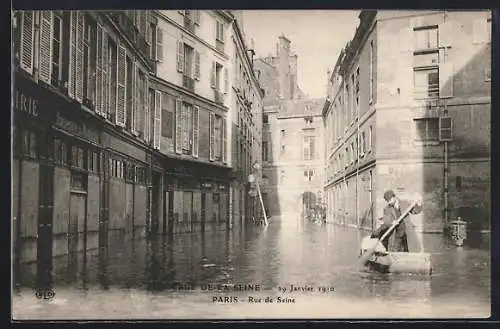 AK Paris, Rue de Seine 1910, Hochwasser