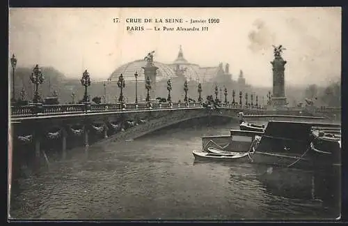 AK Paris, Le Pont Alexandre III., Crue de la Seine 1910