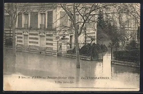 AK Paris, Villa inondée, Inondations 1910