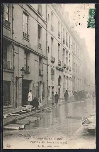 AK Paris, Hochwasser, Crue de la Seine, Rue Saint-Louis-en-l`Ile, Le 30 Janvier 1910