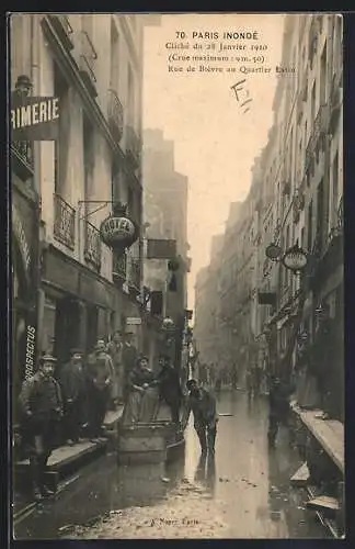 AK Paris, Paris inondé, Cliché du 28 Janvier 1910, Rue de Bievre au Quartier Latin