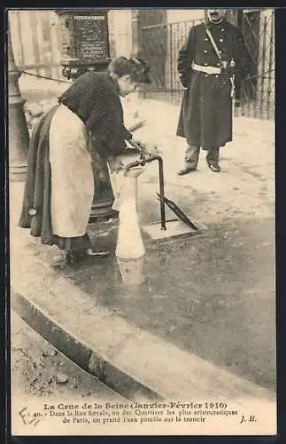 AK Paris, Crue de la Seine 1910, Dans la Rue Royale