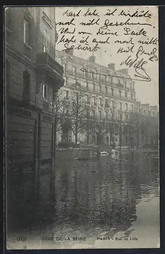 AK Paris, Crue de la Seine, Rue de Lille