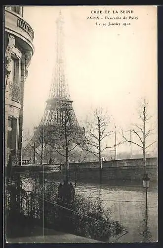 AK Paris, Crue de la Seine 1910, Passerelle de Passy
