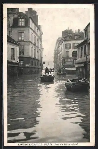 AK Paris, Inondations de Paris, Rue du Haut-Pavé