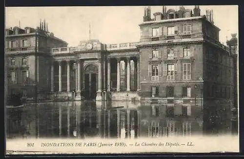 AK Paris, Inondation de la Seine 1910, La chambre des députés