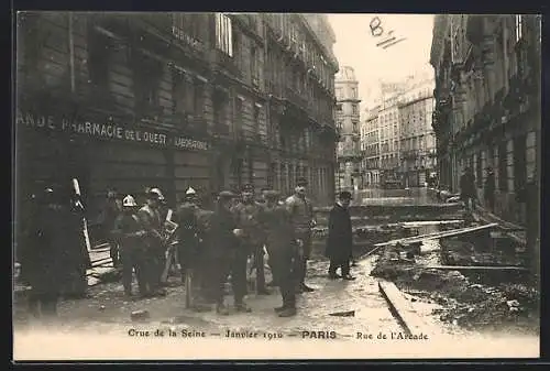 AK Paris, Crue de la Seine, Janvier 1910, Rue de l`Arcade