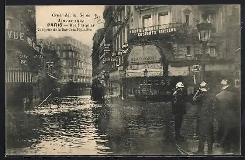 AK Paris, Crue de la Seine, Janvier 1910, Rue Pasquier