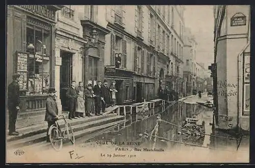 AK Paris, Crue de la Seine, Janvier 1910, Rue Hautefeuille