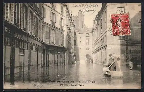 AK Paris, Rue de Seine 1910, Hochwasser