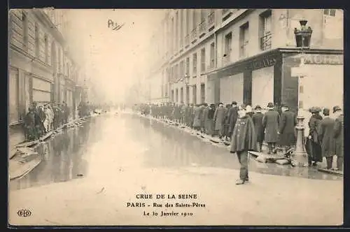 AK Paris, Crue de la Seine, Janvier 1910, Rue des Saints-Peres