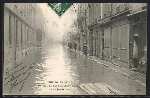 AK Paris, Crue de la Seine, Janvier 1910, Rue Saint-Andre-des-Arts