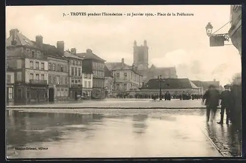 AK Troyes, Inondations 1910, Place de la Préfecture