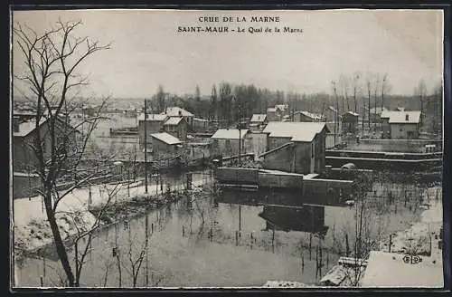 AK Saint-Maur, Crue de la Marne, Le Quai de la Marne