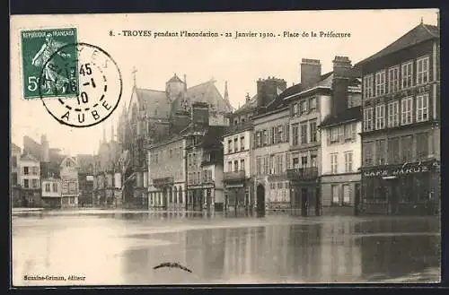 AK Troyes, Inondations 1910, Place de la Préfecture